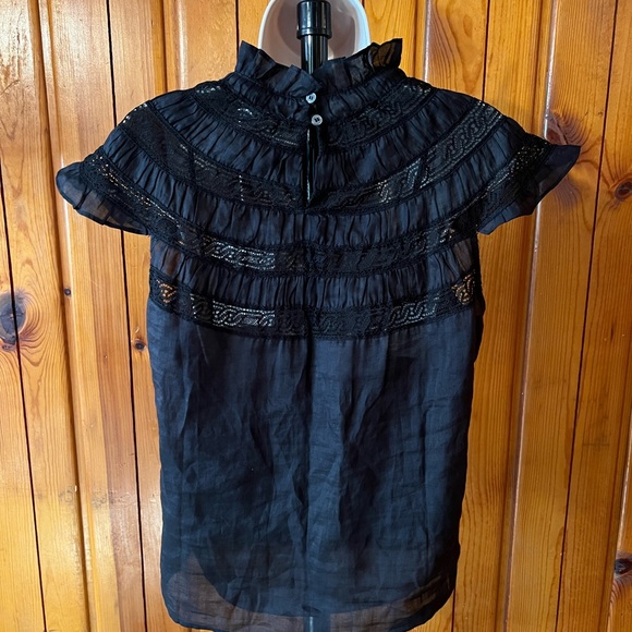 NWT Frame Ramie Lace Trim Top in Noir, Large - Picture 5 of 10